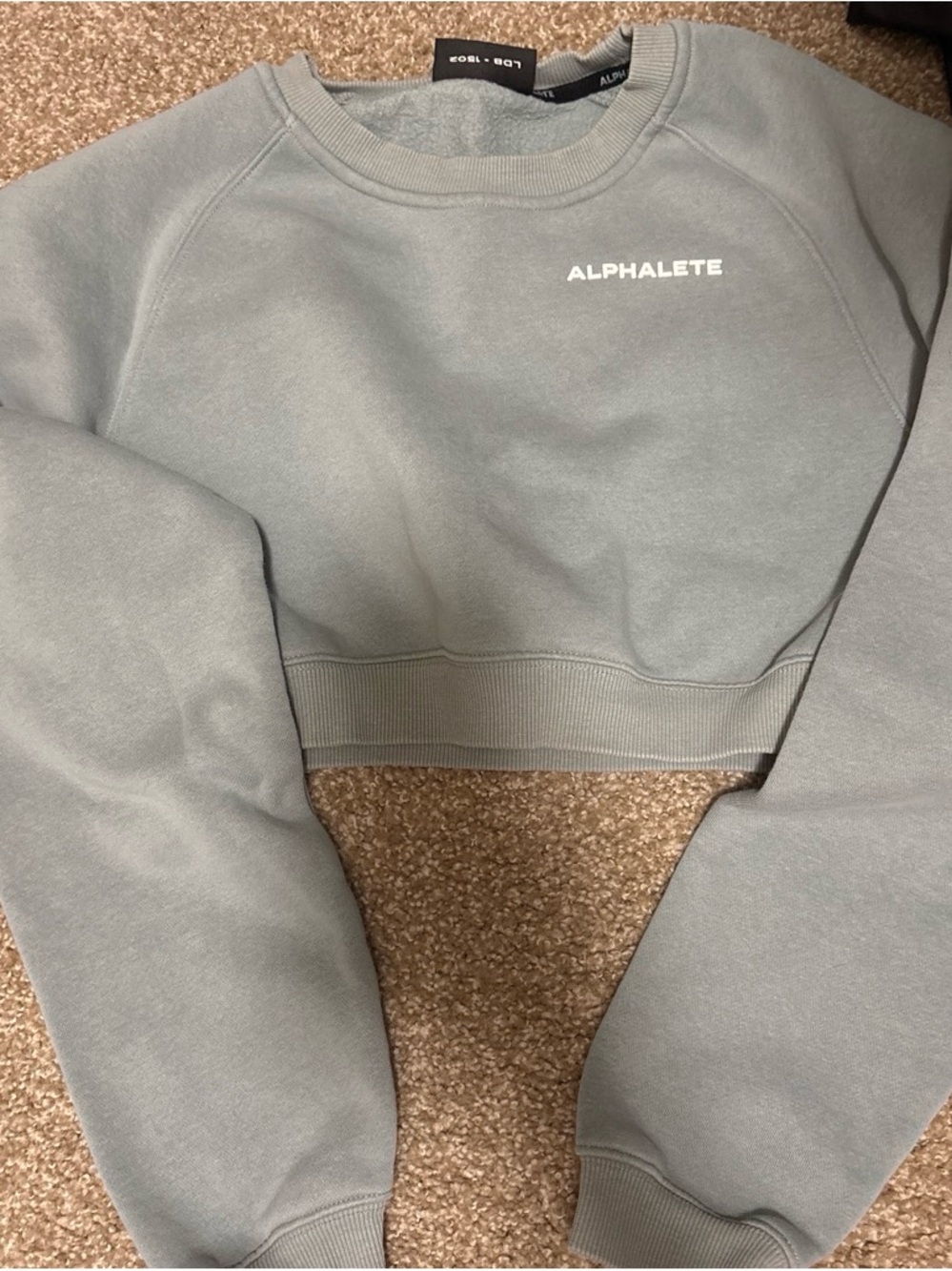 Alphalete  Sage Green Cropped Crewneck Sweatshirt